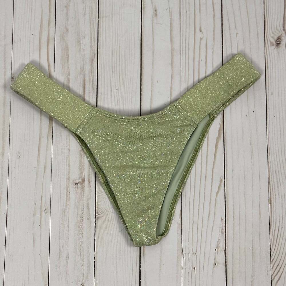 MONTCE Euro Bikini Bottom in Jade Sparkle - size large